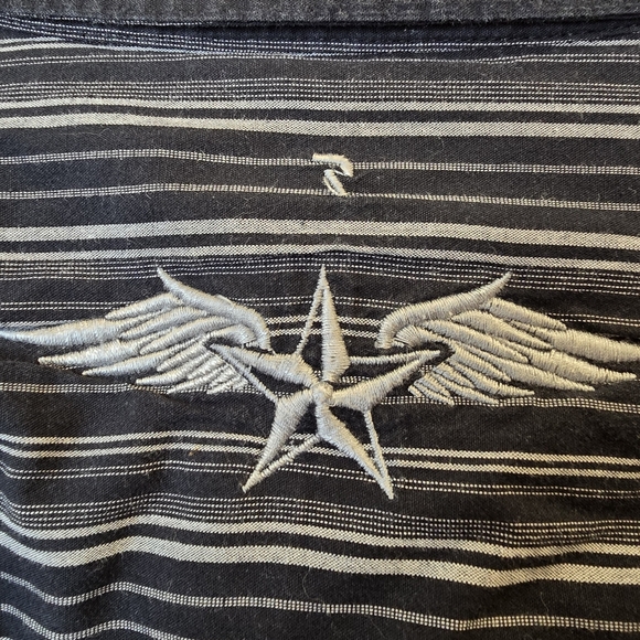 {L} ROAR Embroidered Button Down Shirt Black White - Picture 10 of 14